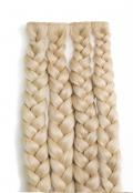 Clip in Extensions | Four braided light blond hair extensions side to side.