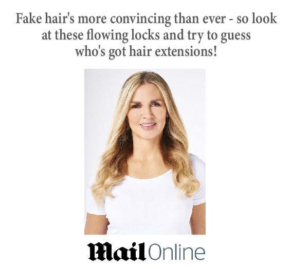 Mail Online with an image of a blonde white middle age woman. She's smiling and she's wearing a white t-shirt. 