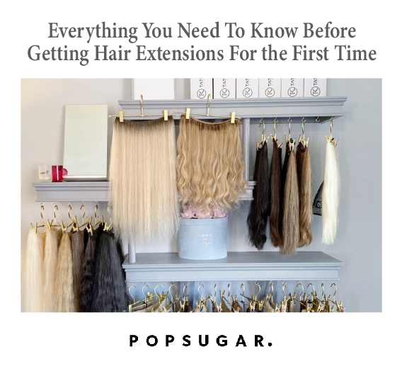 PopSugar Magazine cover image with wide selection of different coloured hair extensions.