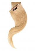 Clip In Extensions | A studio image of a slightly twisted platinum clip on extension.